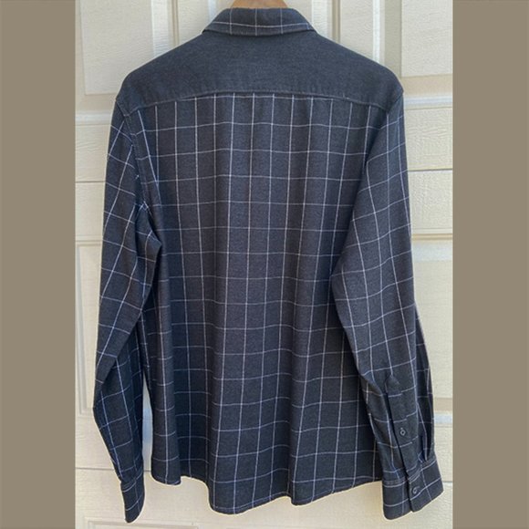 Mens Dark Gray and White Soft Cotton Shirt - Picture 2 of 2